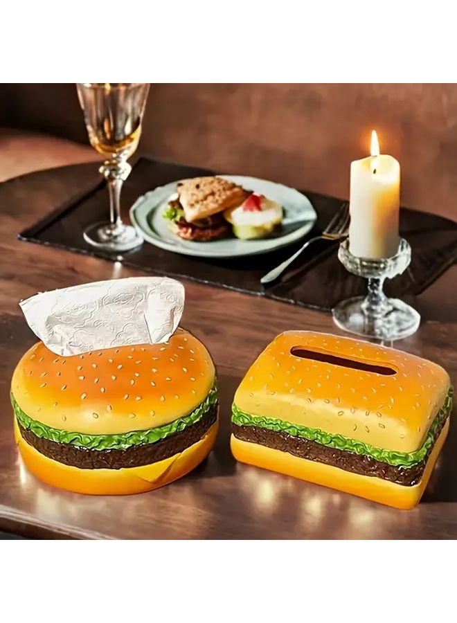 Novelty Hamburger Tissue Box Round PP Plastic Napkin Holder Kitchen Desk Decor Fun Gift - Image 1